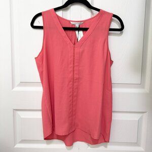 Women 41 Hawthorn Sylvie Chiffon Trim Blouse V Neck in Coral Size Small